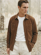 Men's Casual Corduroy Lapel Collar Overshirt
