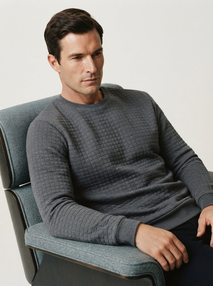 Jacquard Plaid Long Sleeve Pullover Sweater