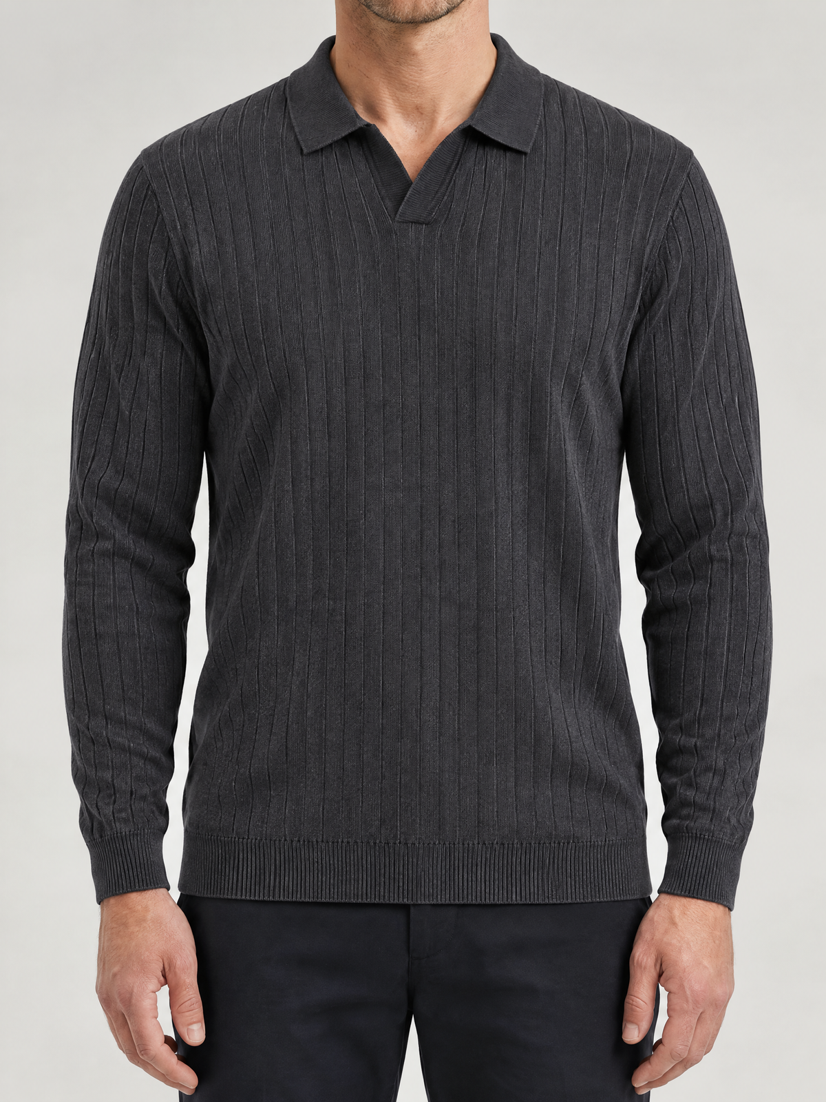 Enzo Ribbed Polo Sweater