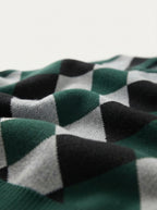 Smart-Casual Knitted Argyle V-Neck Sweater Vest - Dark Green