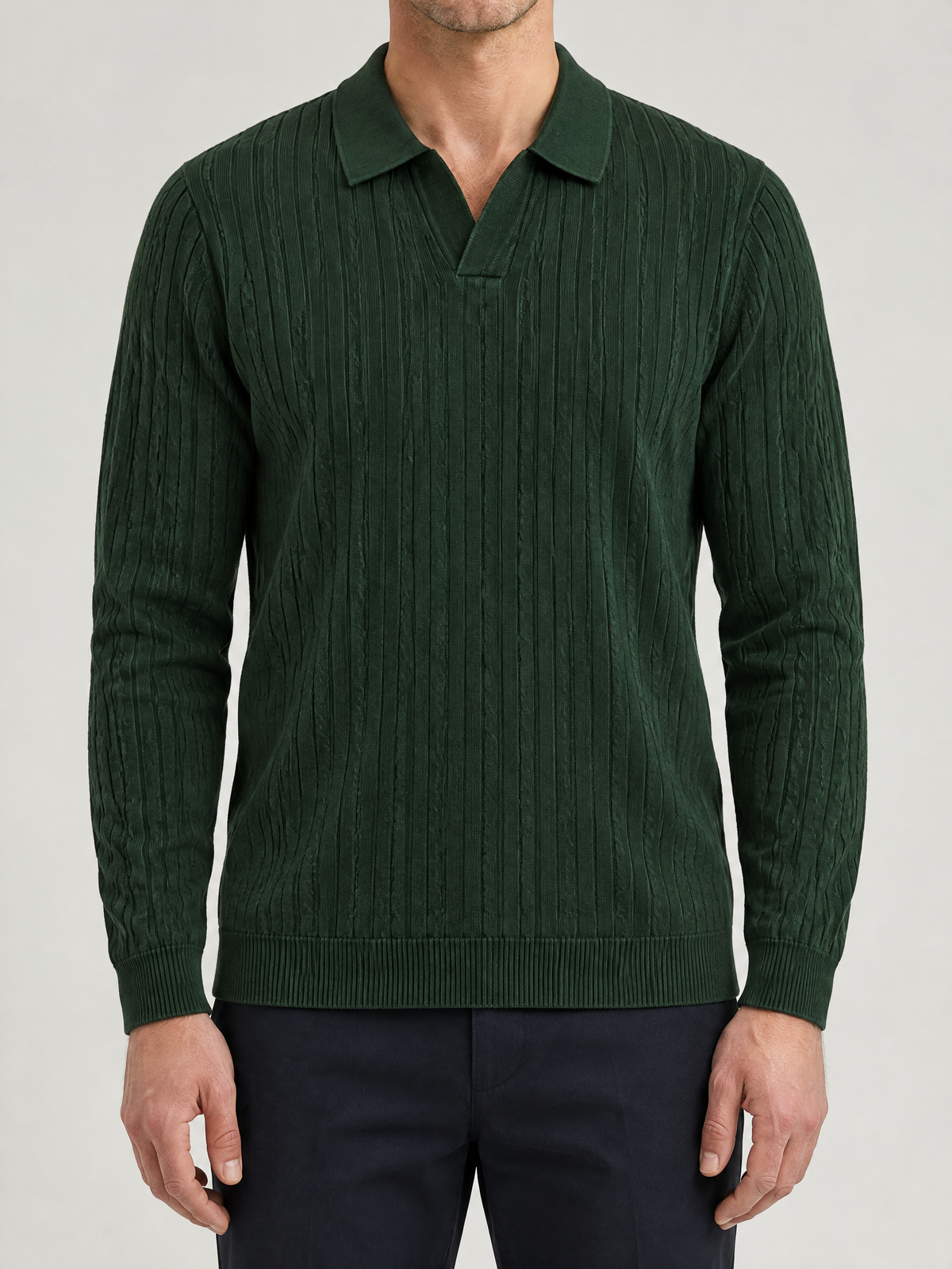 Enzo Ribbed Polo Sweater