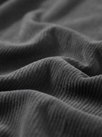 Casual Corduroy Drop Shoulder Sweatshirt - Dark Grey Detail Fabric