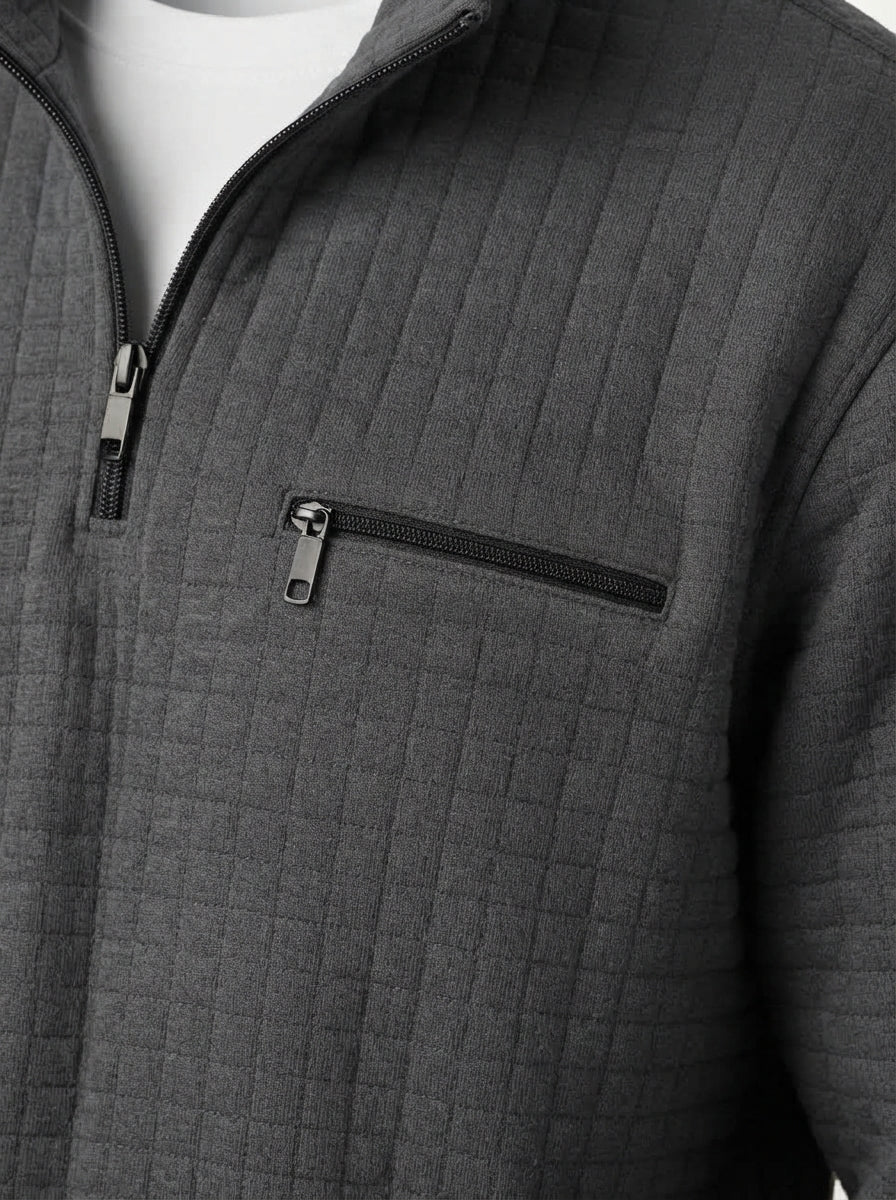 Quarter-Zip Waffle Knit Pullover