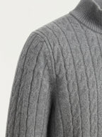 Merino Wool Cable Knit Quarter Zip Sweater
