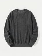 Casual Corduroy Drop Shoulder Sweatshirt - Dark Grey Flat