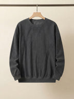 Casual Corduroy Drop Shoulder Sweatshirt - Dark Grey Hanging