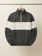 Casual Knitted Colorblock Half-Zip Sweatshirt