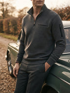 Quarter-Zip Waffle Knit Pullover
