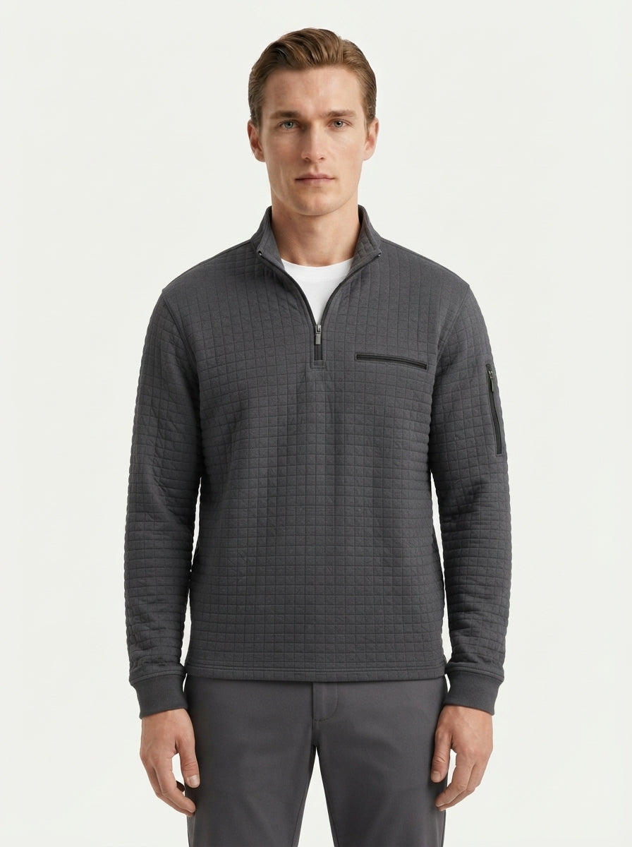 Quarter-Zip Waffle Knit Pullover