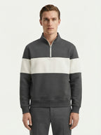 Casual Knitted Colorblock Half-Zip Sweatshirt