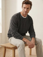 Casual Corduroy Drop Shoulder Sweatshirt - Dark Grey Natural Seated