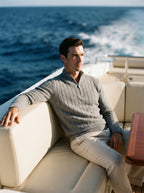 Merino Wool Cable Knit Quarter Zip Sweater