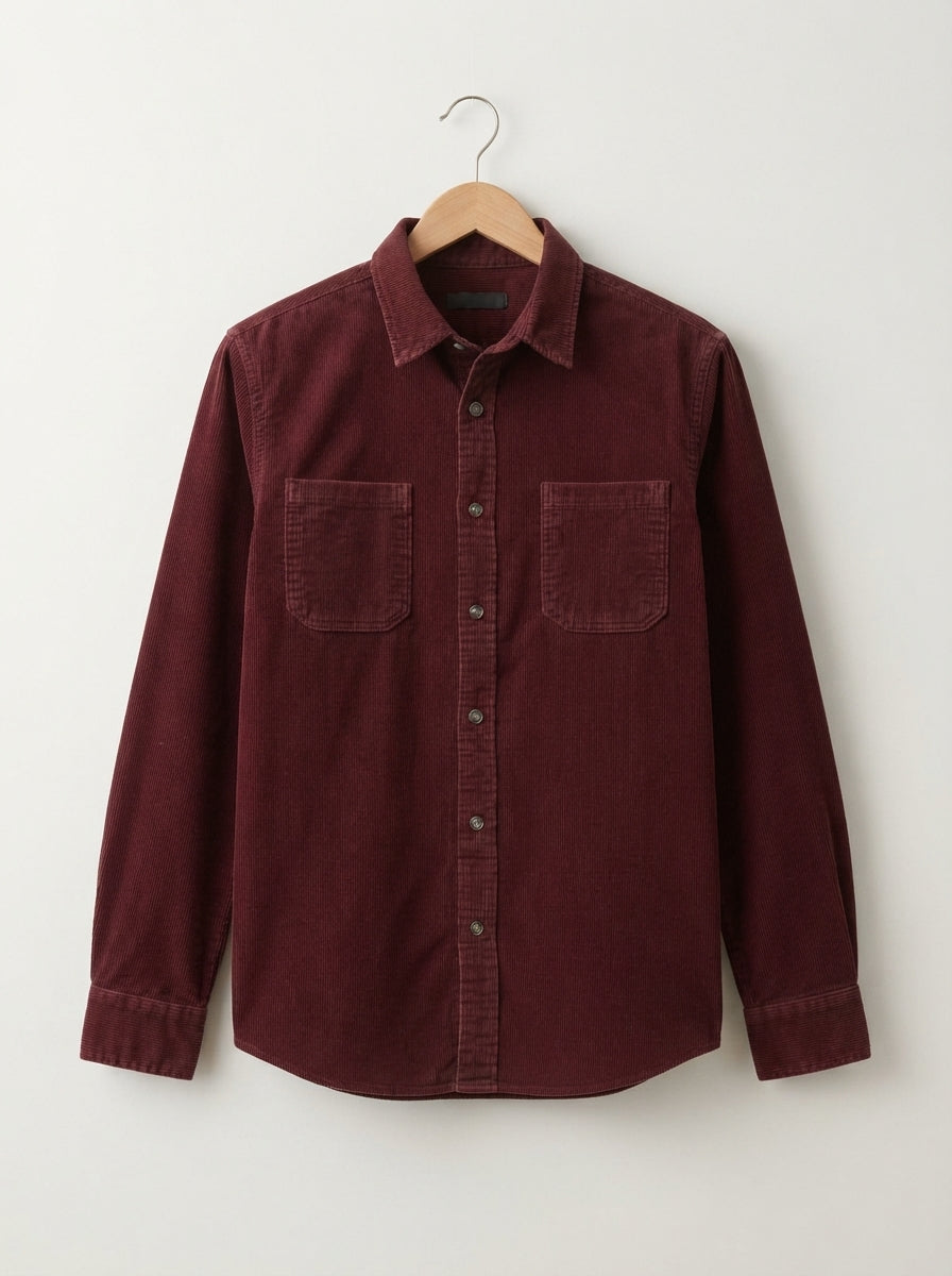 Men's Casual Corduroy Lapel Collar Overshirt