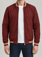 Striped Trim Varsity Jacket