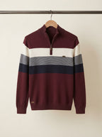 Casual Striped Cotton Quarter-Zip Sweater