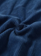 Casual Corduroy Drop Shoulder Sweatshirt - Dusty Blue Detail Fabric