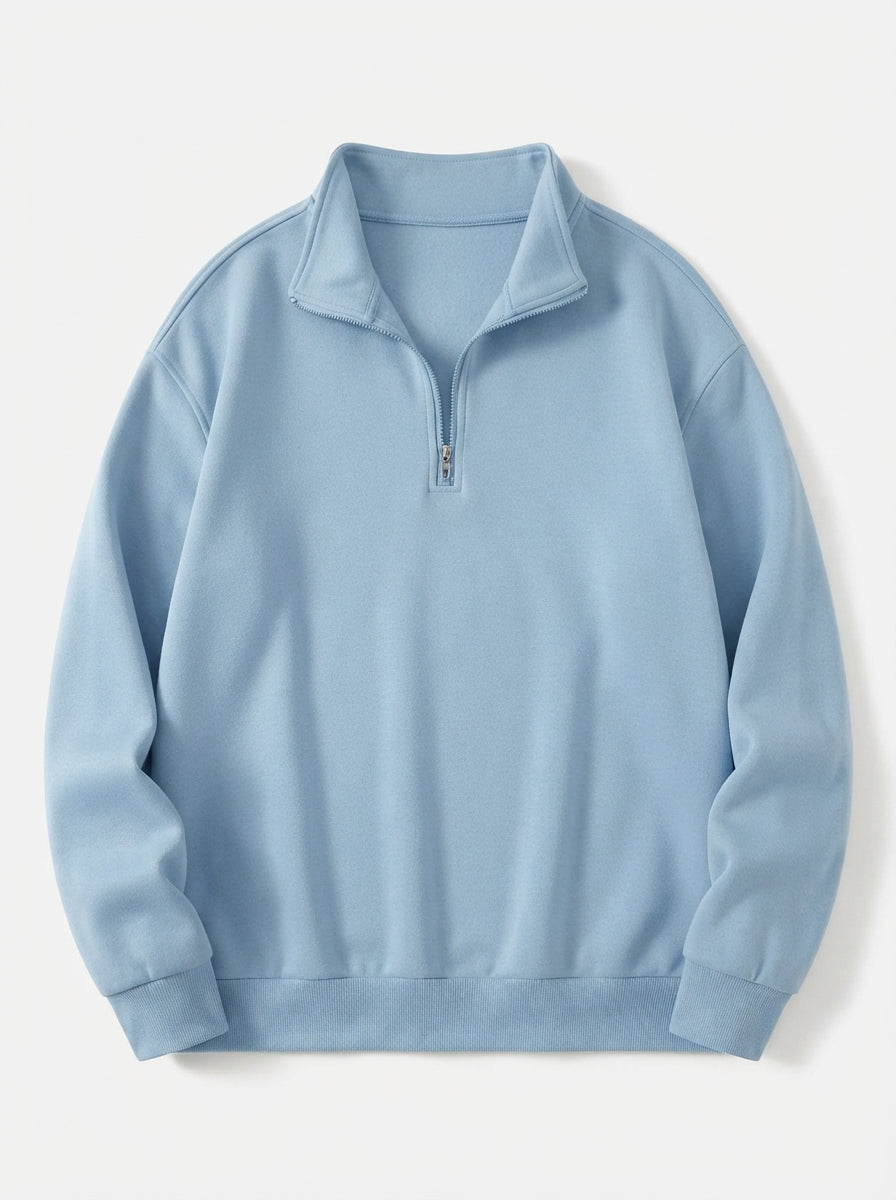 Men's Casual Polyester Half-Zip Sweatshirt