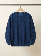 Casual Corduroy Drop Shoulder Sweatshirt - Dusty Blue Hanging