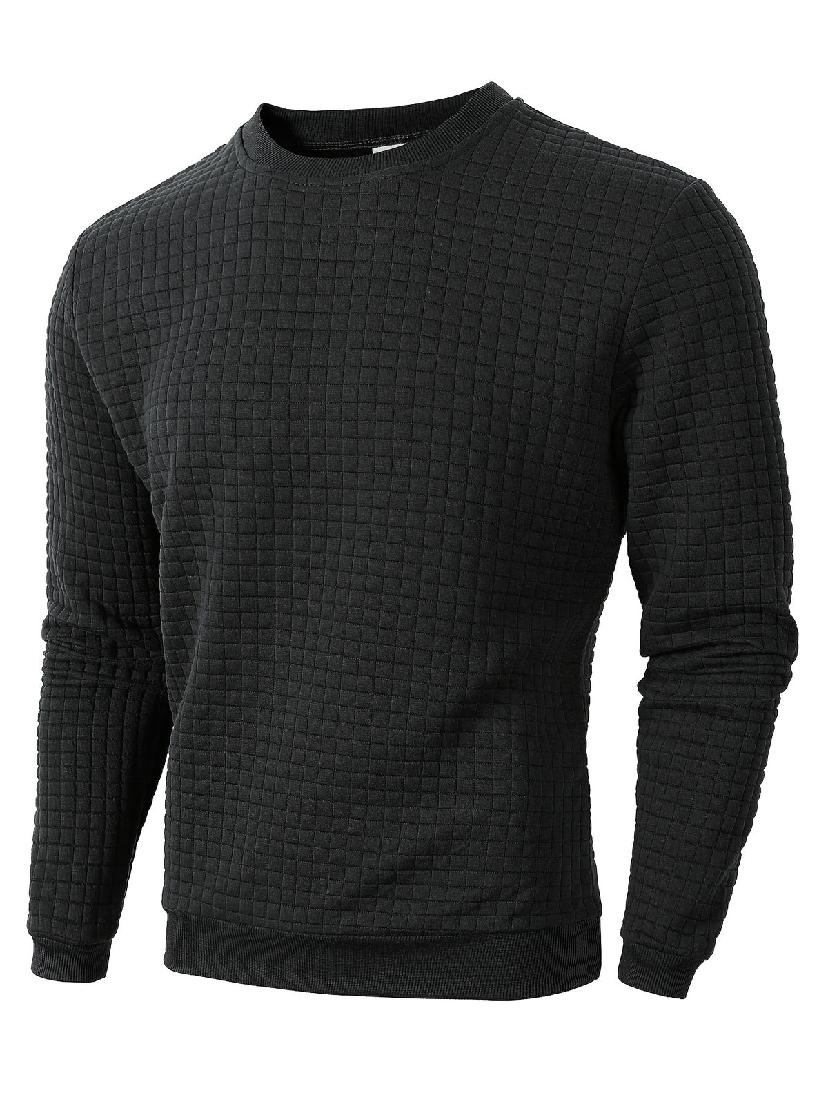 Men's Casual Jacquard Plaid Long Sleeve Pullover Sweater