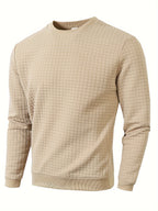 Men's Casual Jacquard Plaid Long Sleeve Pullover Sweater