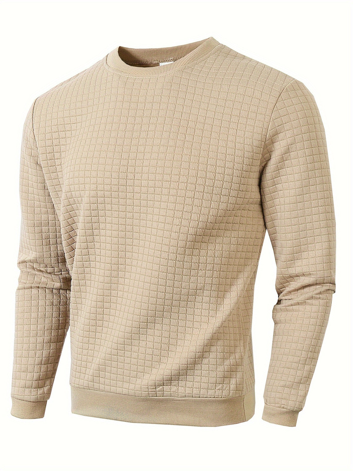Men's Casual Jacquard Plaid Long Sleeve Pullover Sweater