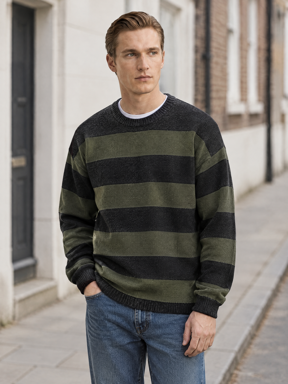 James Striped Knitted Crewneck