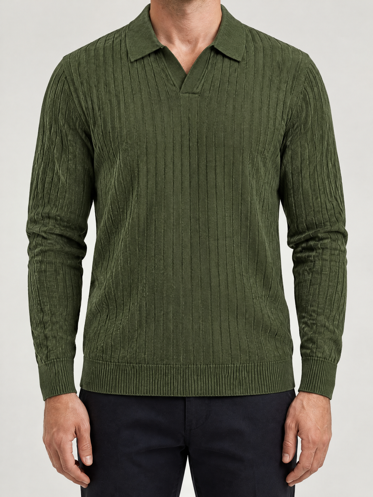 Enzo Ribbed Polo Sweater