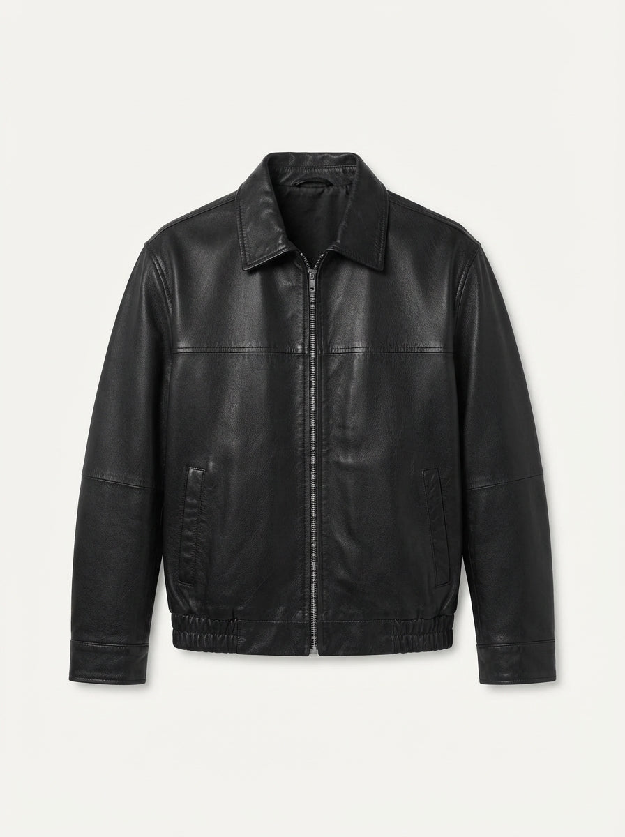 Slim Fit Leather Zip Jacket