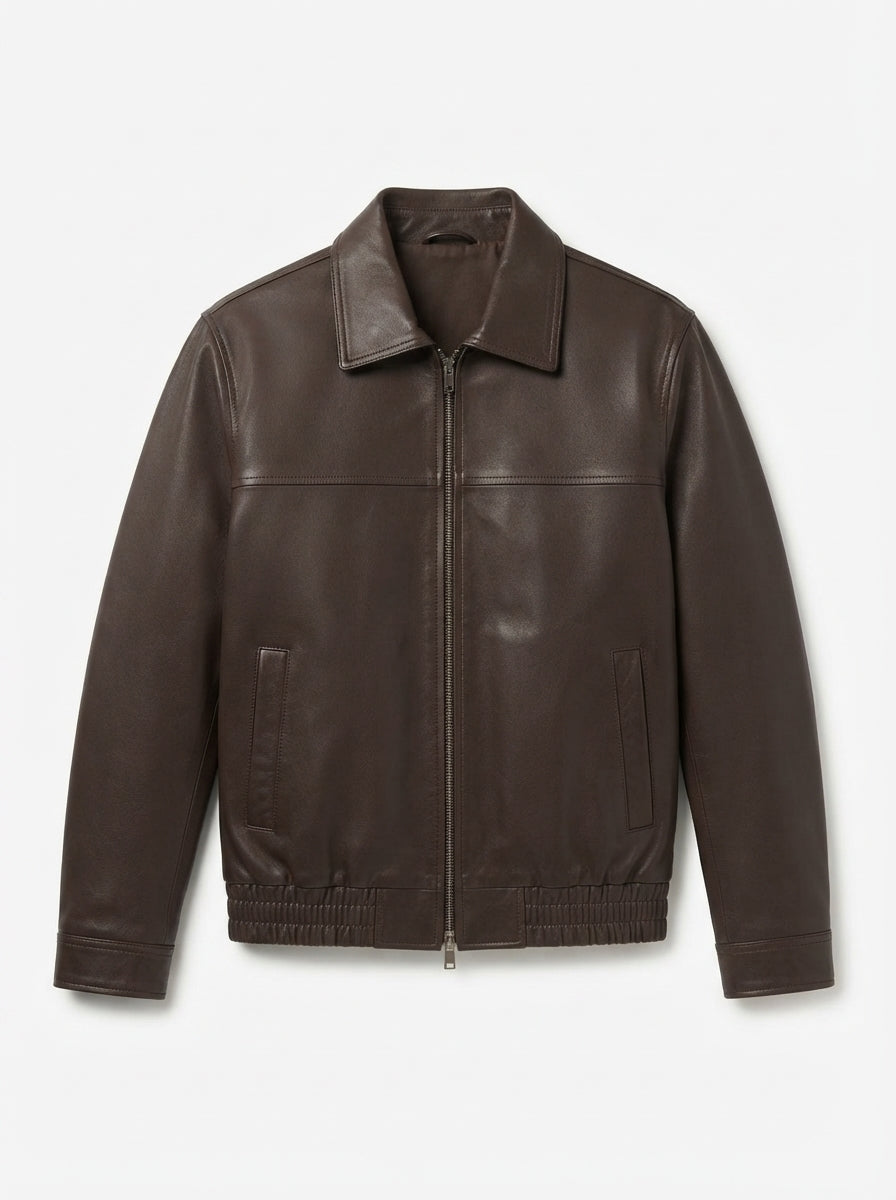 Slim Fit Leather Zip Jacket