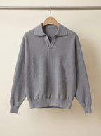 Men's Smart Casual Textured Knit Polo Sweater