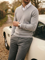 Men's Jumper Pullover V-Neck Slim Fit