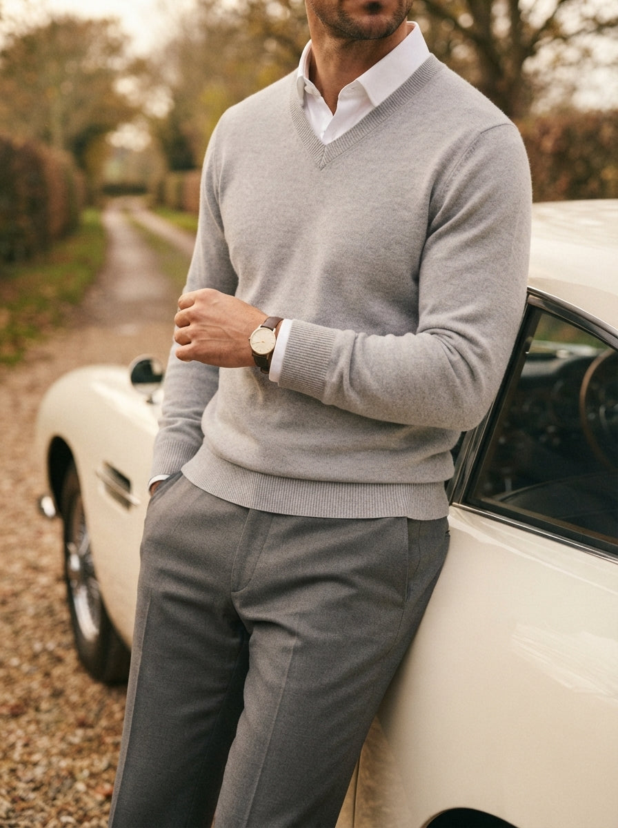 Men's Jumper Pullover V-Neck Slim Fit