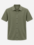 100% Organic Cotton Mesh-Stitch Button-Up Sweater Polo