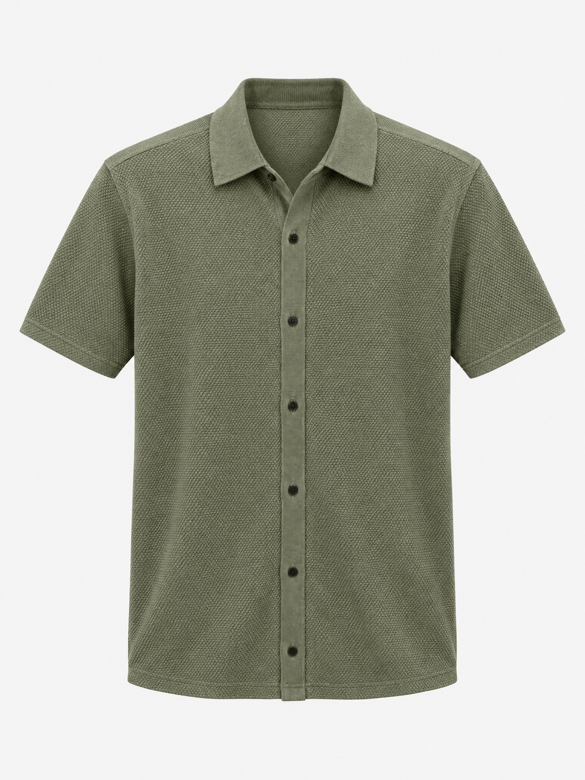 100% Organic Cotton Mesh-Stitch Button-Up Sweater Polo