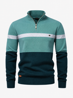 Colour Block Cotton Quarter-Zip Sweater