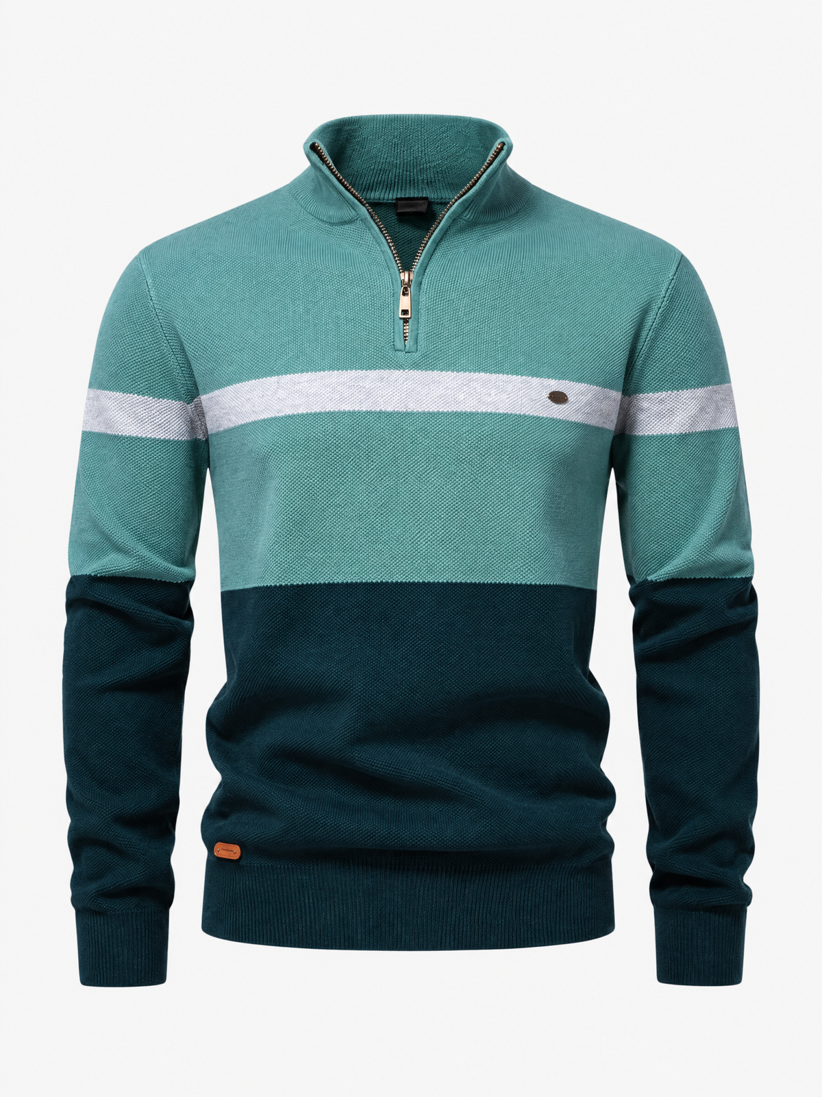 Colour Block Cotton Quarter-Zip Sweater