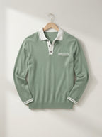 Long Sleeve Polo Shirt Contrast Collar