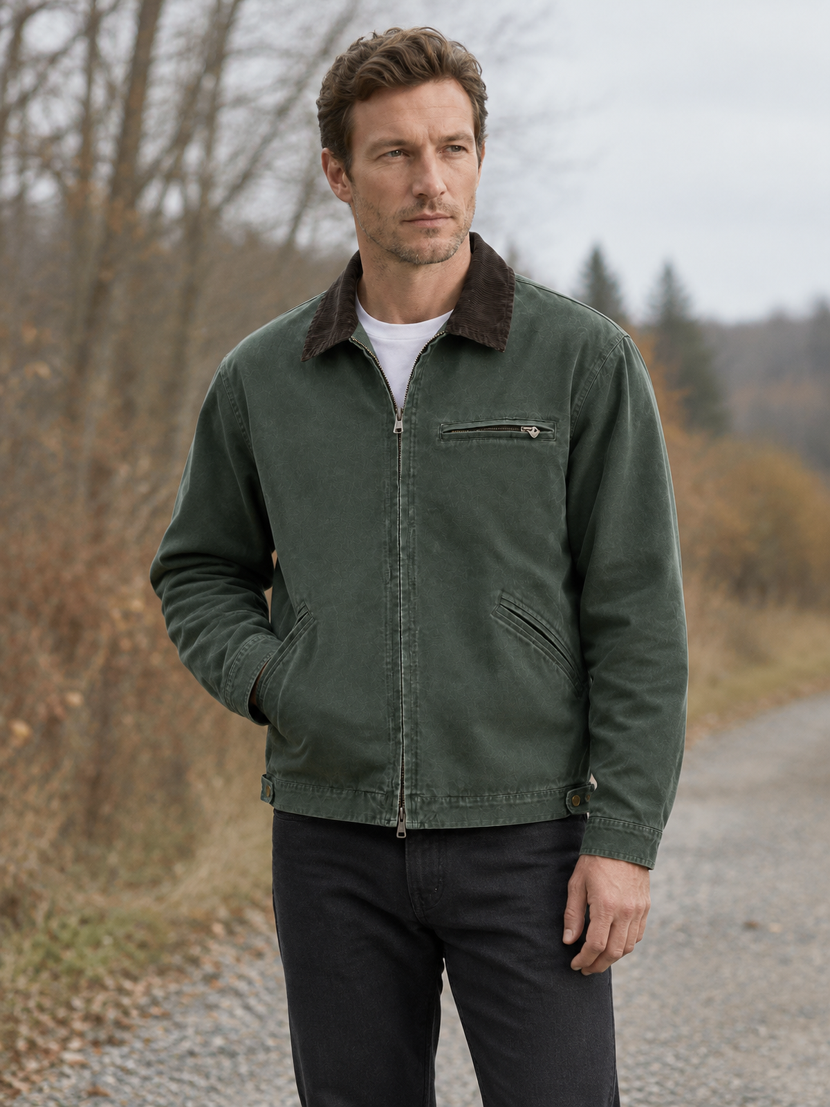 Leo Corduroy Collar Canvas Barn Jacket