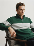Casual Knitted Colorblock Half-Zip Sweatshirt
