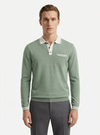 Long Sleeve Polo Shirt Contrast Collar
