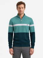 Colour Block Cotton Quarter-Zip Sweater