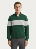 Casual Knitted Colorblock Half-Zip Sweatshirt