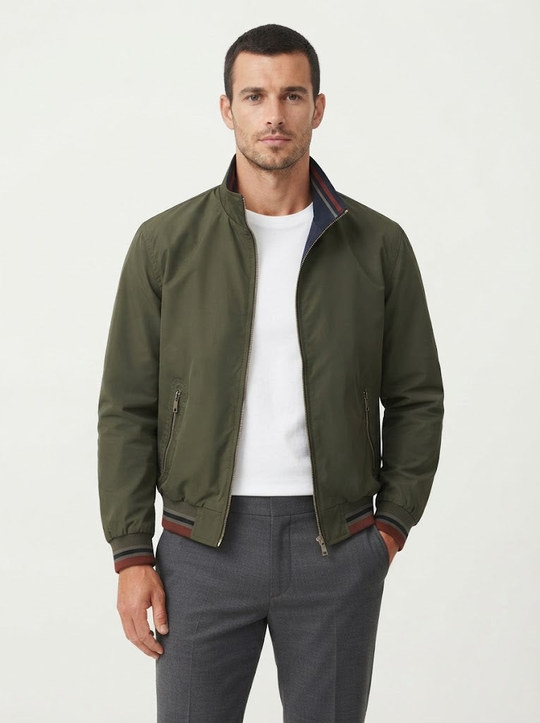 Reversible Zip Up Bomber Jacket