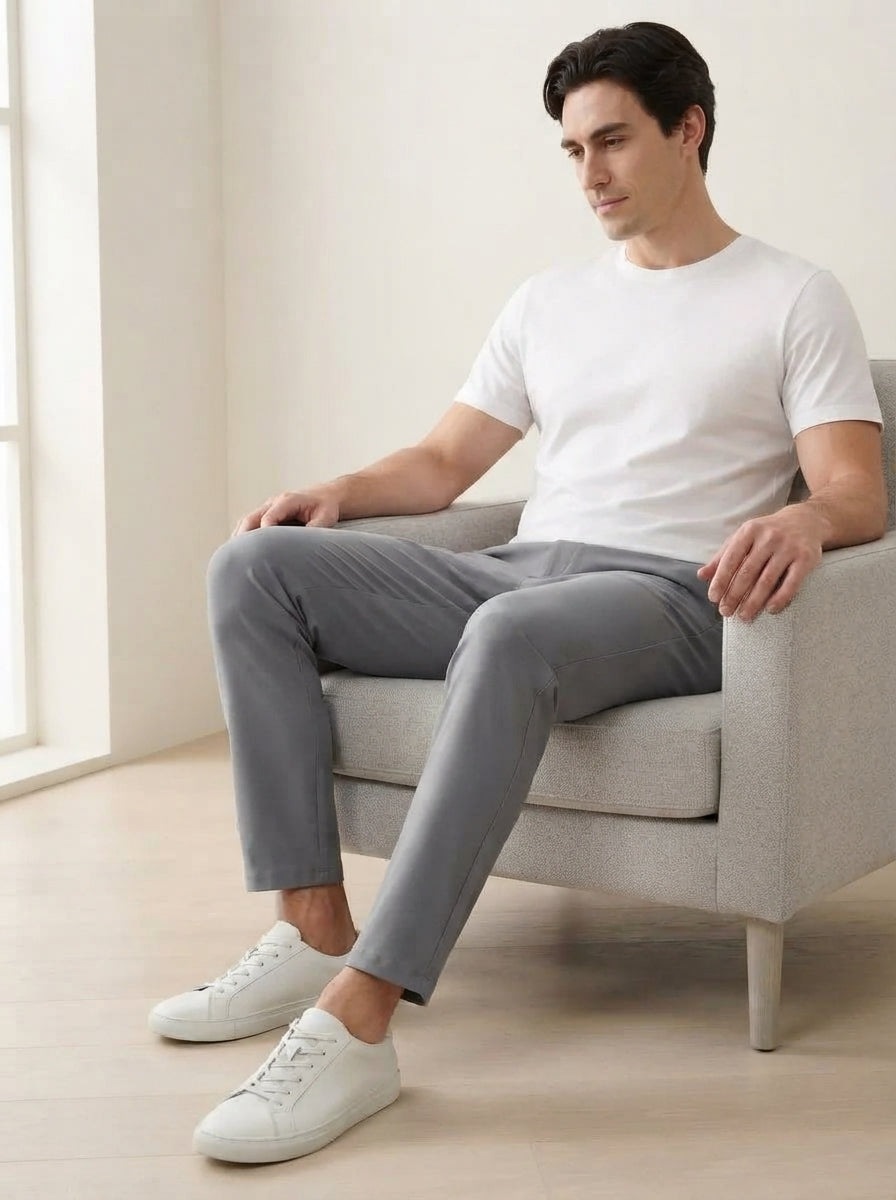 Men's Smart Casual Stretch Solid Trousers