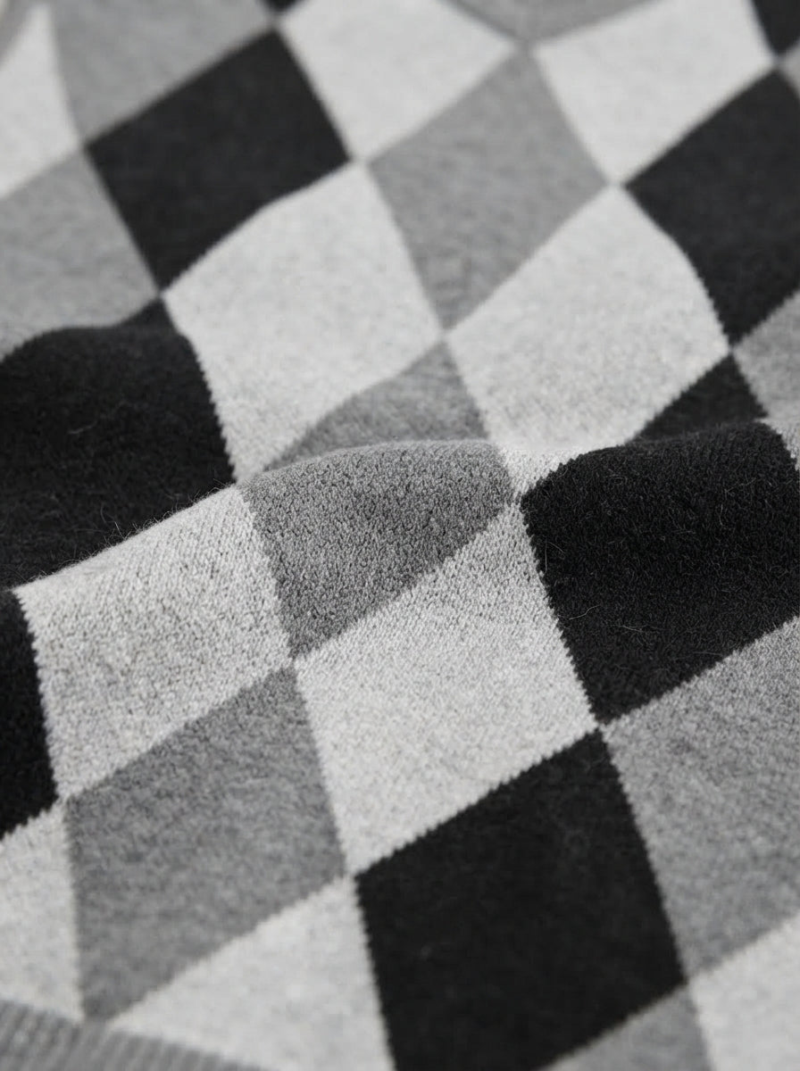 Smart-Casual Knitted Argyle V-Neck Sweater Vest - Grey
