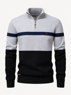Colour Block Cotton Quarter-Zip Sweater