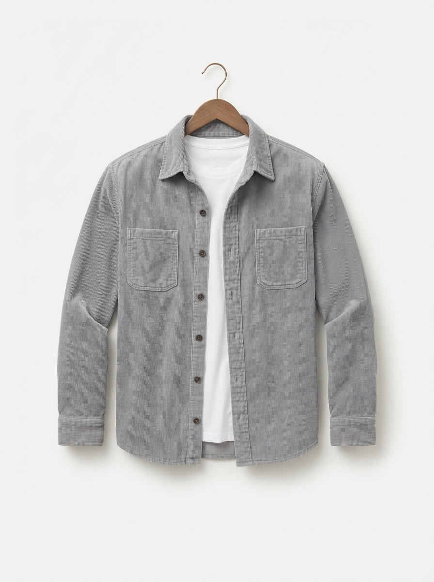 Men's Casual Corduroy Lapel Collar Overshirt