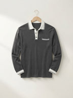 Long Sleeve Polo Shirt Contrast Collar