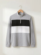 Knitted Colour Block Quarter-Zip Polo Shirt
