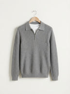 Fitted Knit Quarter Zip Sweater